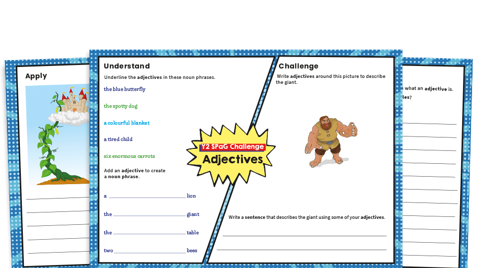 Year 2 Adjectives KS1 SPaG Challenge Mat Worksheets Plazoom