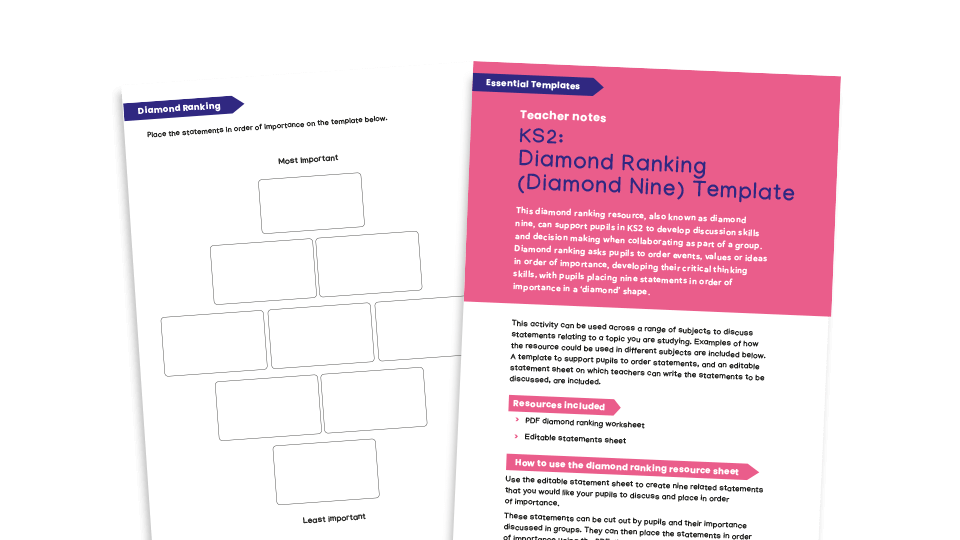 KS2 Essential templates Diamond Ranking / Diamond Nine Plazoom