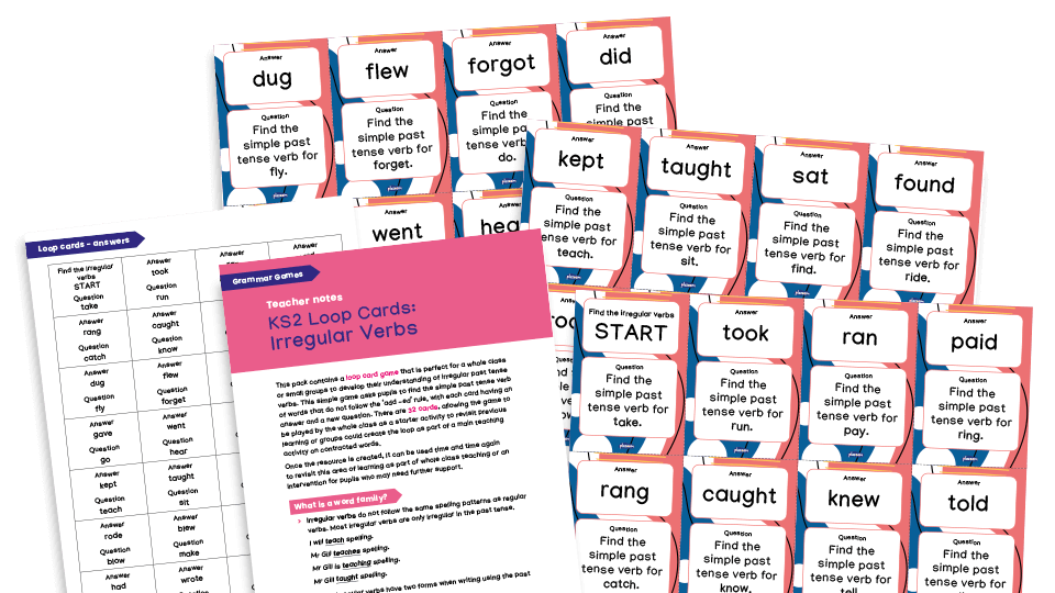 KS2 Grammar Game Loop Cards Irregular Verbs Plazoom