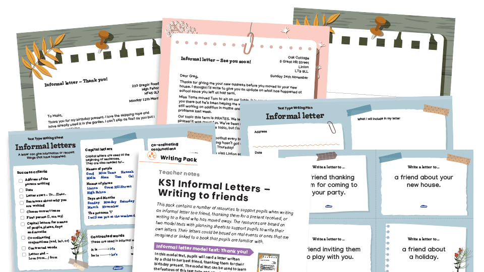 Informal Letters (writing to friends) Key Stage 1 Text Types Writing