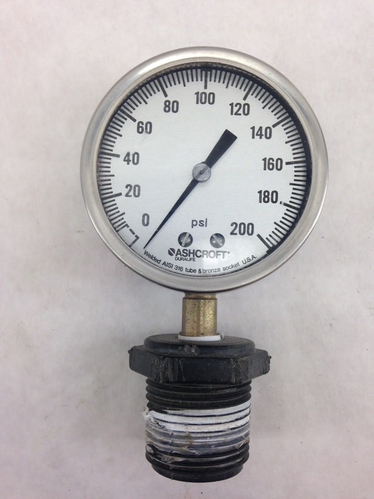 ASHCROFT PRESSURE GAUGE 21/2 0200 PSI GLYCERIN FILLED (F57)