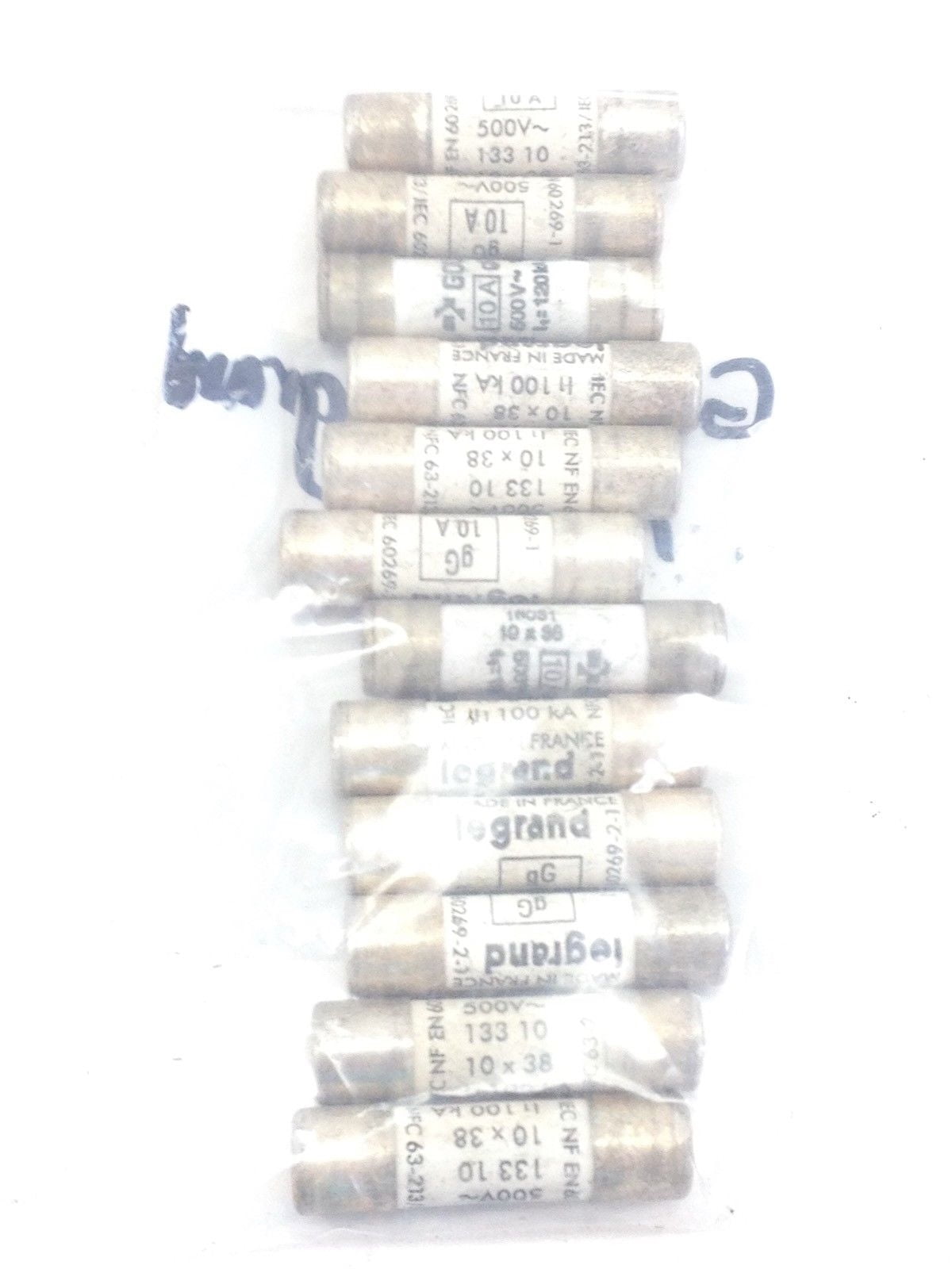GOULD LEGRAND 10A gG CLASS gG MIDGET FUSES 10mm X 38mm 12pack (F21)