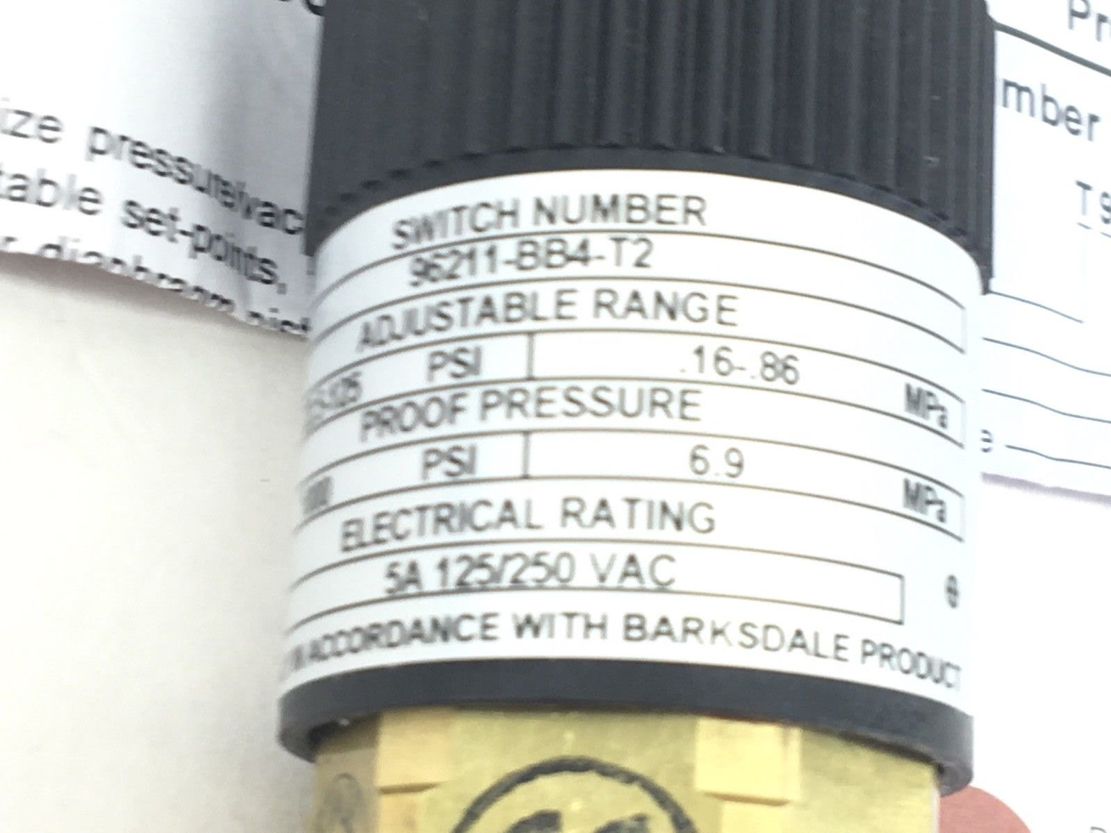 BARKSDALE 96211BB4T2 FIELD ADJUSTABLE SWITCH (F79)