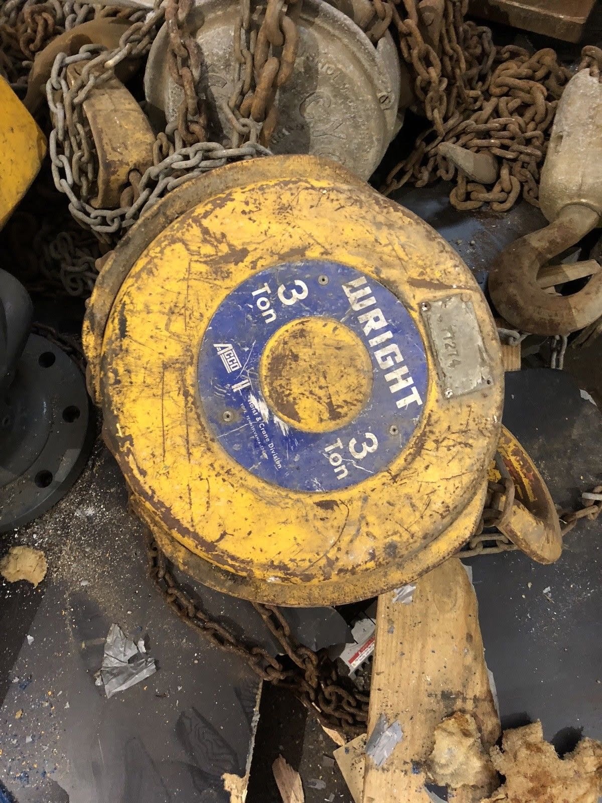 ACCO WRIGHT 3 TON ROUND CHAIN HOIST 77274 WITH CHAIN