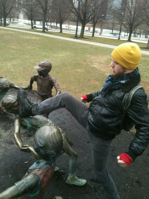 Fun With Statues (25 Pics) Pleated Jeans