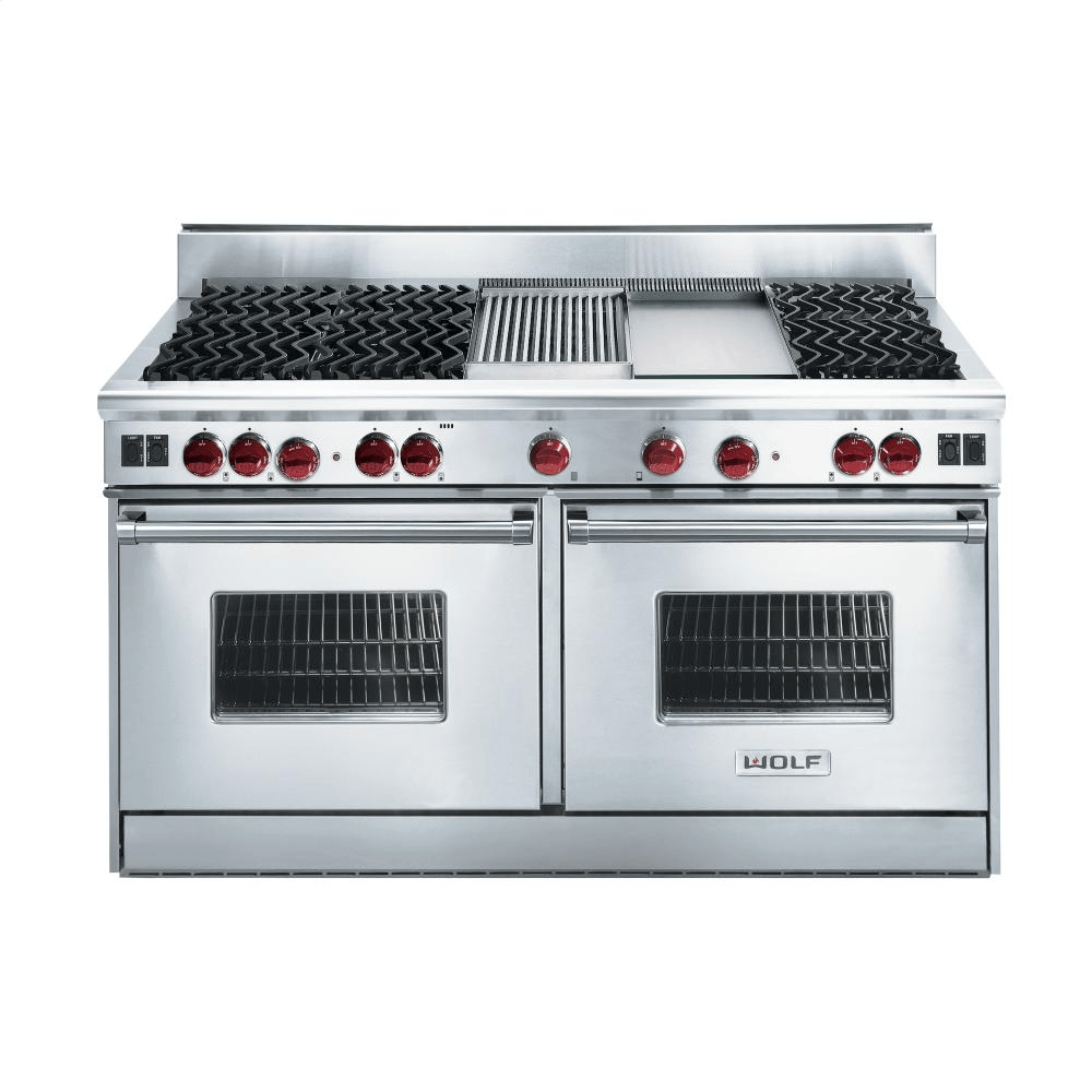 Wolf R606F 60" ProStyle Gas Range with 6 Dual Brass Open Burners, 4.4