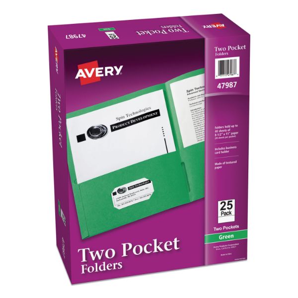 TwoPocket Folder, 40Sheet Capacity, Green, 25/Box Plastic Express Inc.
