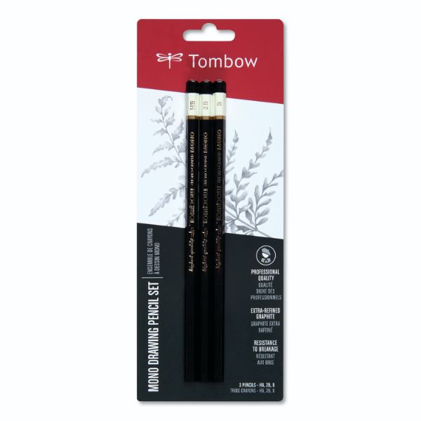 Drawing Pencil Set, 2 mm, Assorted Lead Hardness Ratings, Black Lead