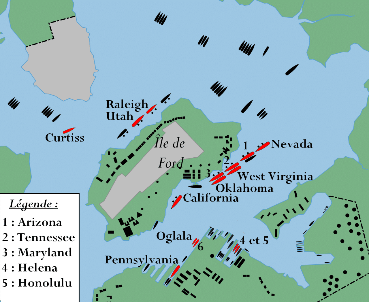 Pain Points À Pearl Harbor Carte Monde Chaque jour, une épave 7 décembre 1941, Pearl Harbor Plongée Infos