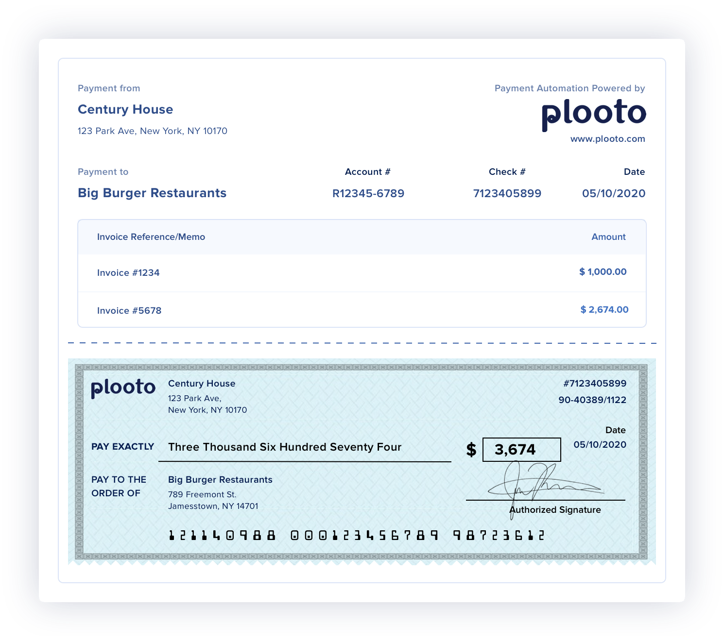 Online Check Payments Plooto manages the printing and shipping