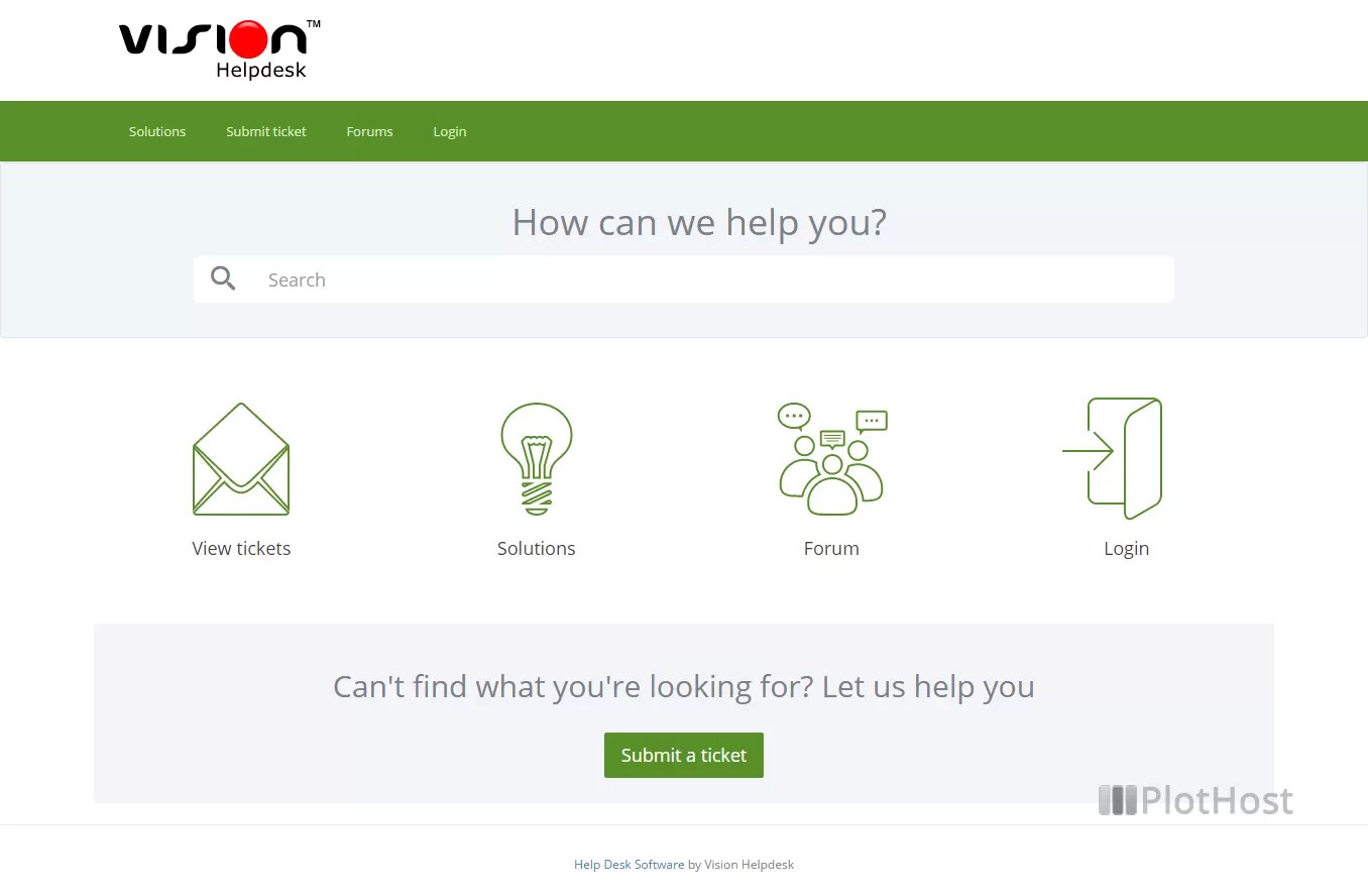 Vision Helpdesk Hosting Customer Support System PlotHost