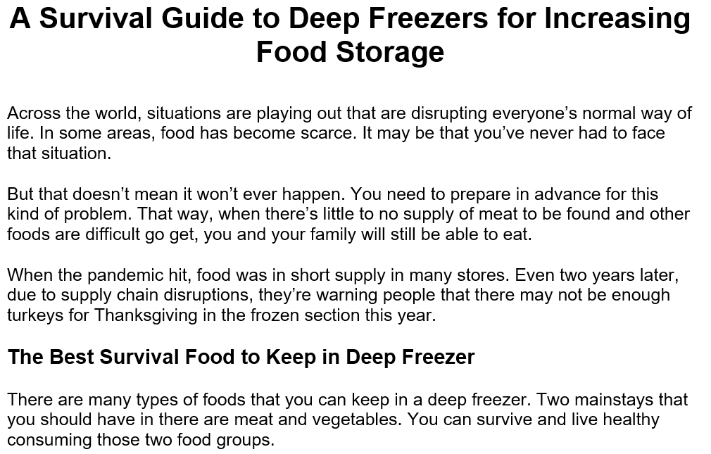 A Survival Guide to Deep Freezers for Increasing Food Storage Limited PLR — PLR Launch
