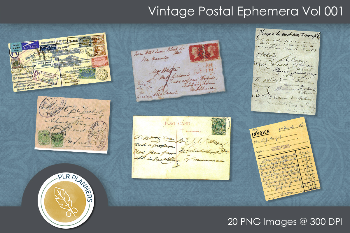 Vintage Postal Ephemera Vol 001 PLR Planners Build a Low Content