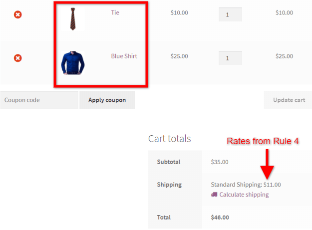 Calculate Shipping Rates for Different Types of Product in the Cart