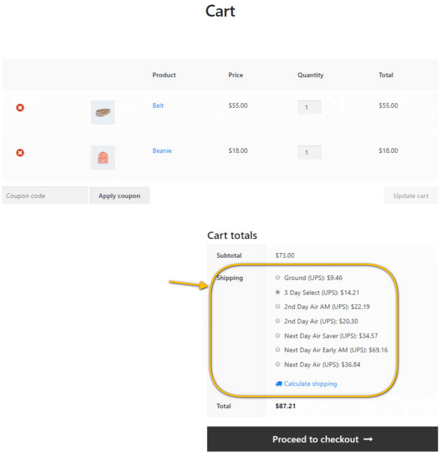 UPS UPS Live Rates shipping method configuration