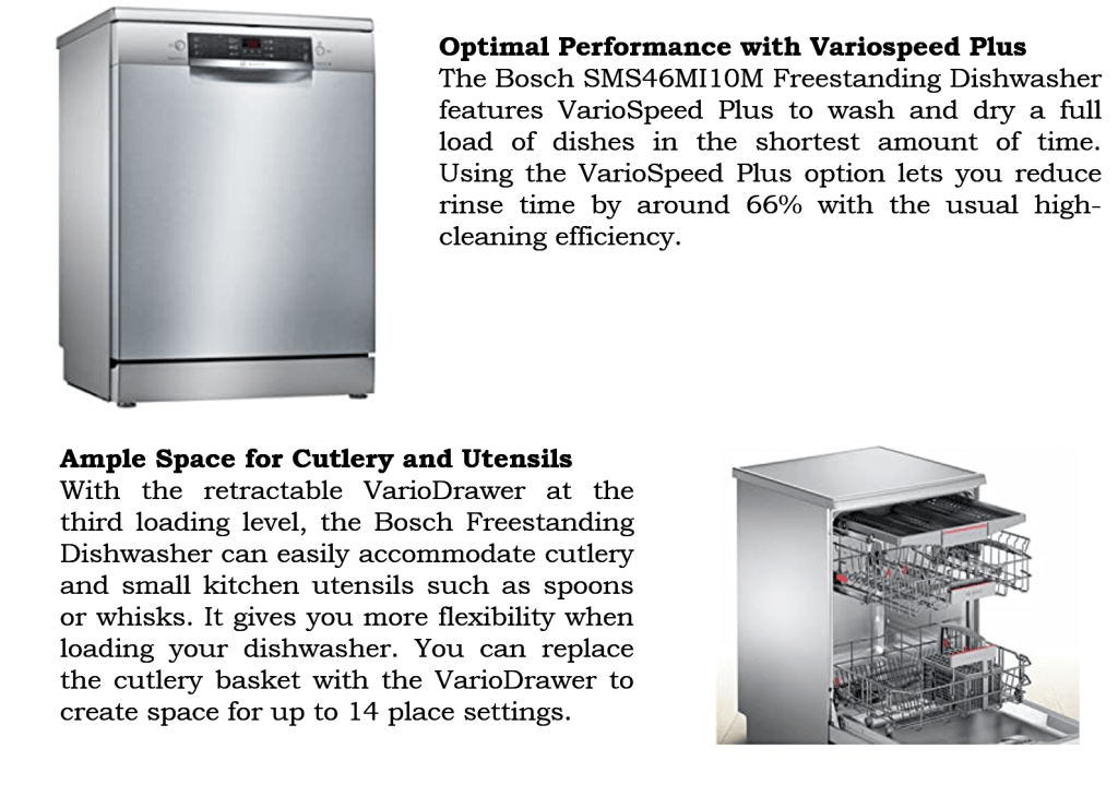 Bosch Free Standing Dishwasher SMS46MI10M PLUGnPOINT