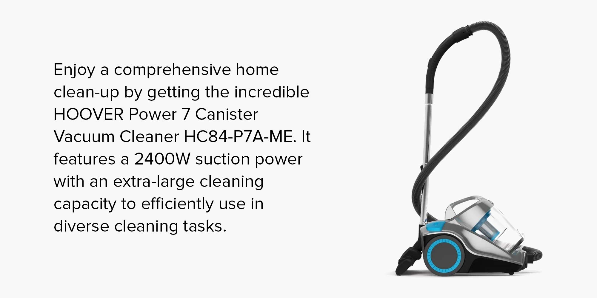 Hoover Power 7 Canister Vacuum Cleaner Grey 2400W HC84P7ME