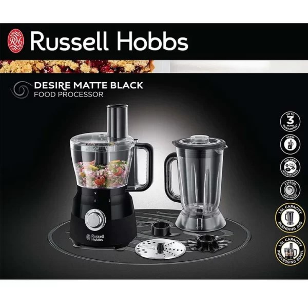 Russell Hobbs Desire Food Processor, 1.5L Food Mixer With 5 Chopping, Slicing And Dough