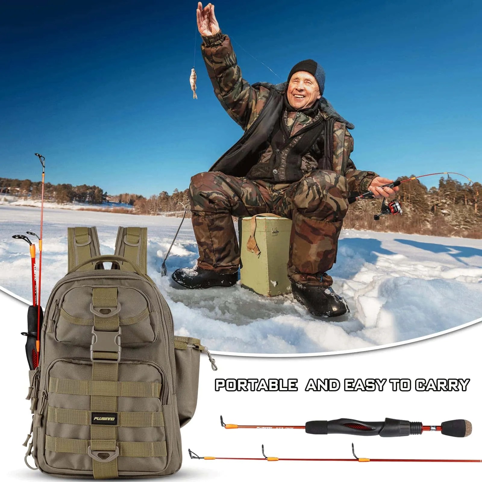PLUSINNO ICE Ⅱ Ice Fishing Rod Reel Combo Full Kit Plusinno