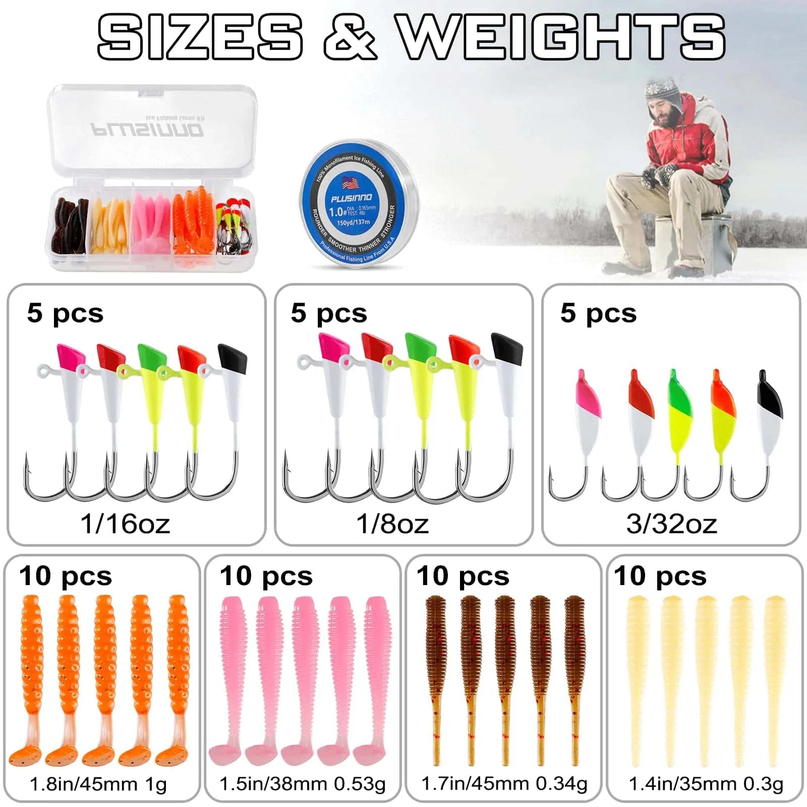 PLUSINNO ICE Ⅱ Ice Fishing Rod Reel Combo Full Kit Plusinno