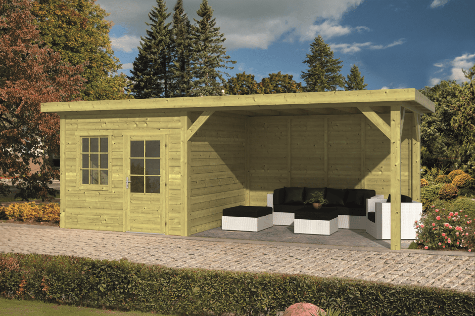 Tuinhuis Met Overkapping Leuven Geïmpregneerd 690 X 300 X 262 Cm Kopen? | Plusjop.nl