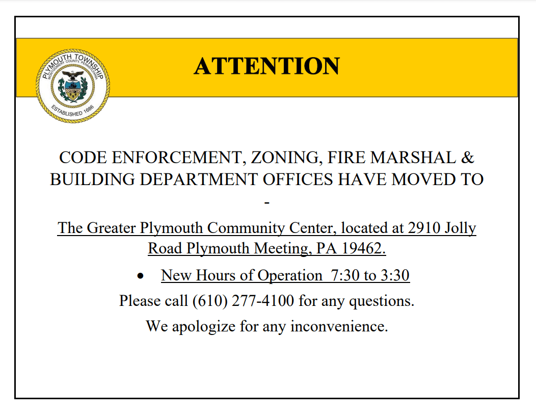 Code Enforcement, Zoning, Fire Marshall & Building Department Office