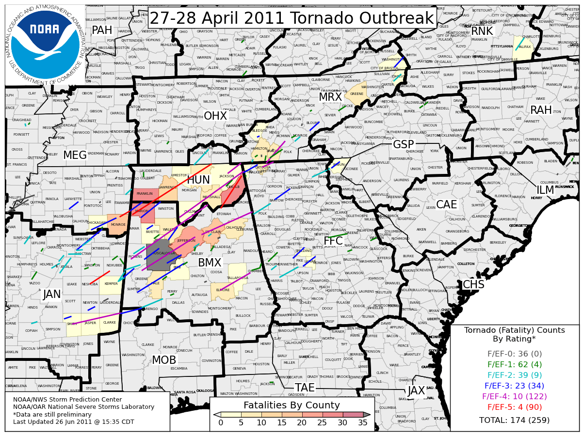 Visual Comparison 34 April 1974 and 2728 April 2011 Playing with Data