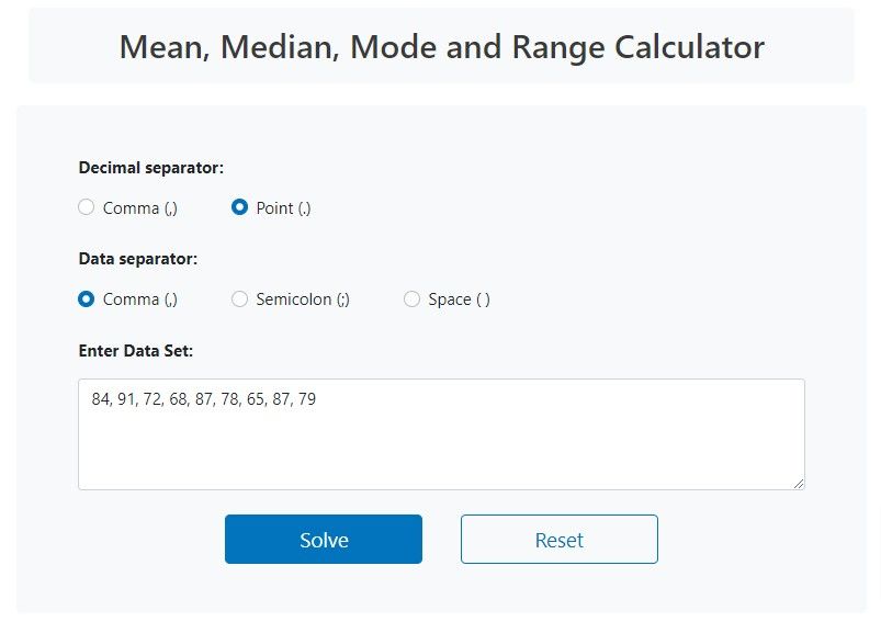 Mean, Median, Mode and Range Calculator Online (Step by step) 🥇