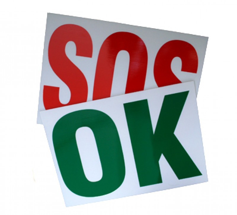 OK SOS laminate sign