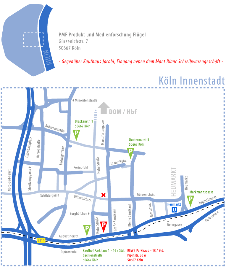 Anfahrtsskizze PMF Flügel Marktforschung in Köln