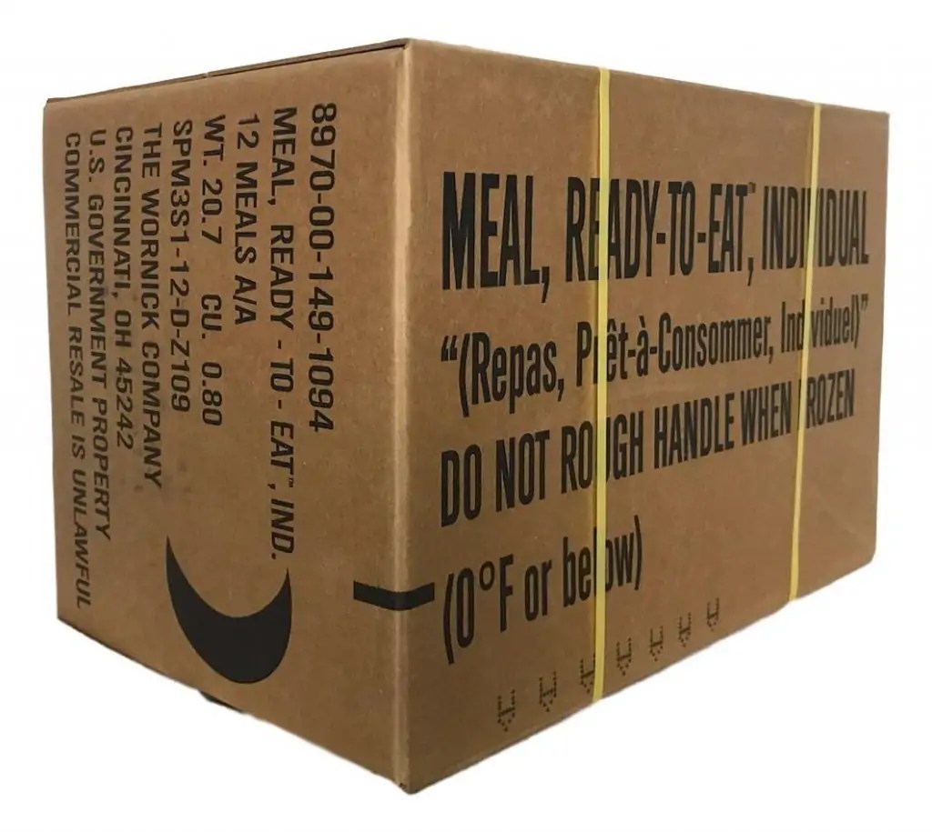 GI MRE A case of 12 Meals Readytoeat (MRE) & 12 Flameless heaters