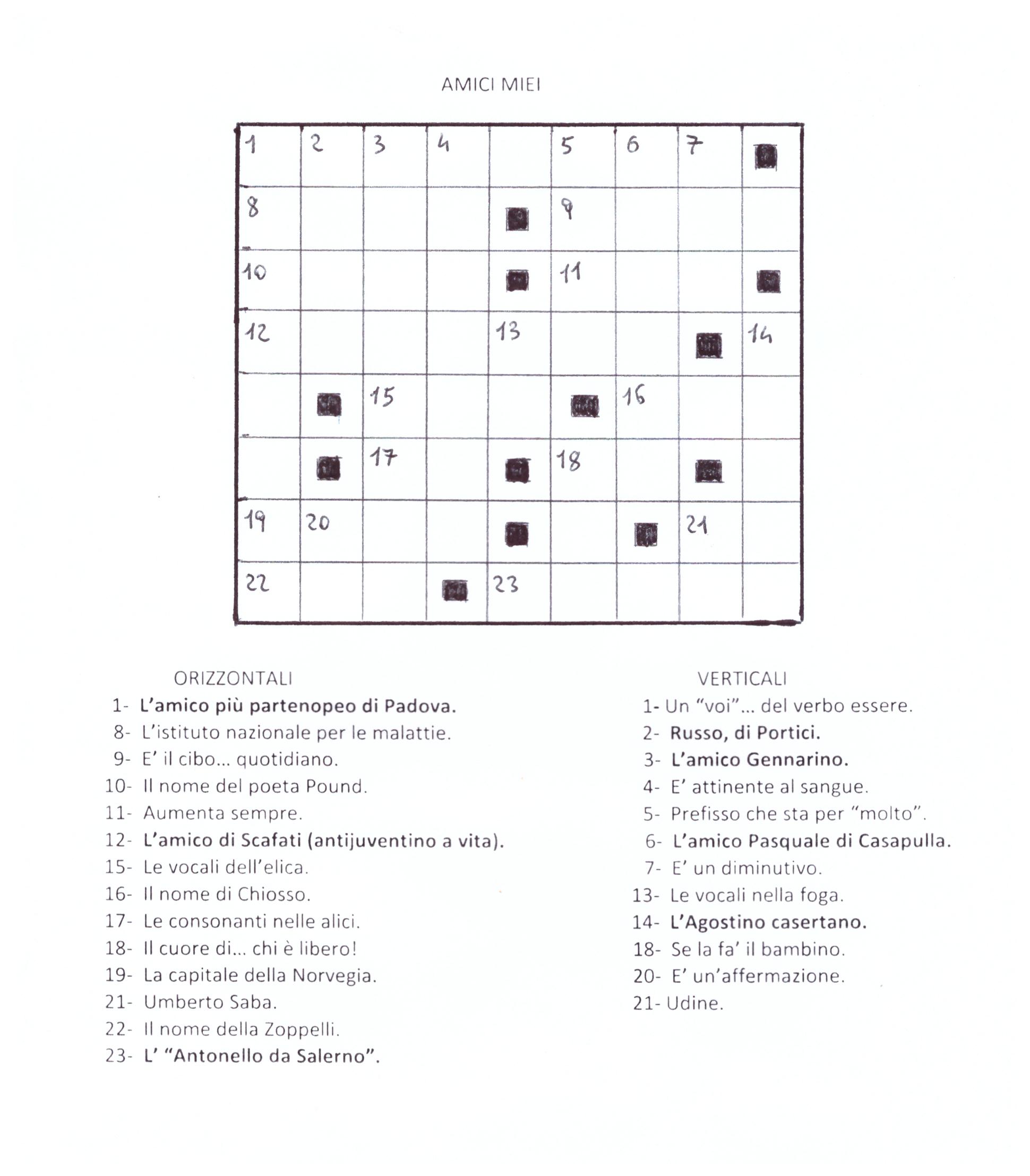 Per Il In Poesia Cruciverba