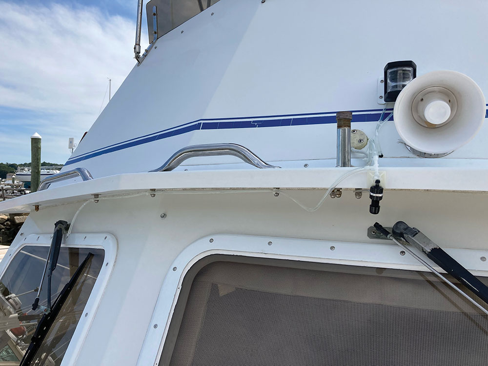 Windshield washer installation with a flying bridge Points East Magazine