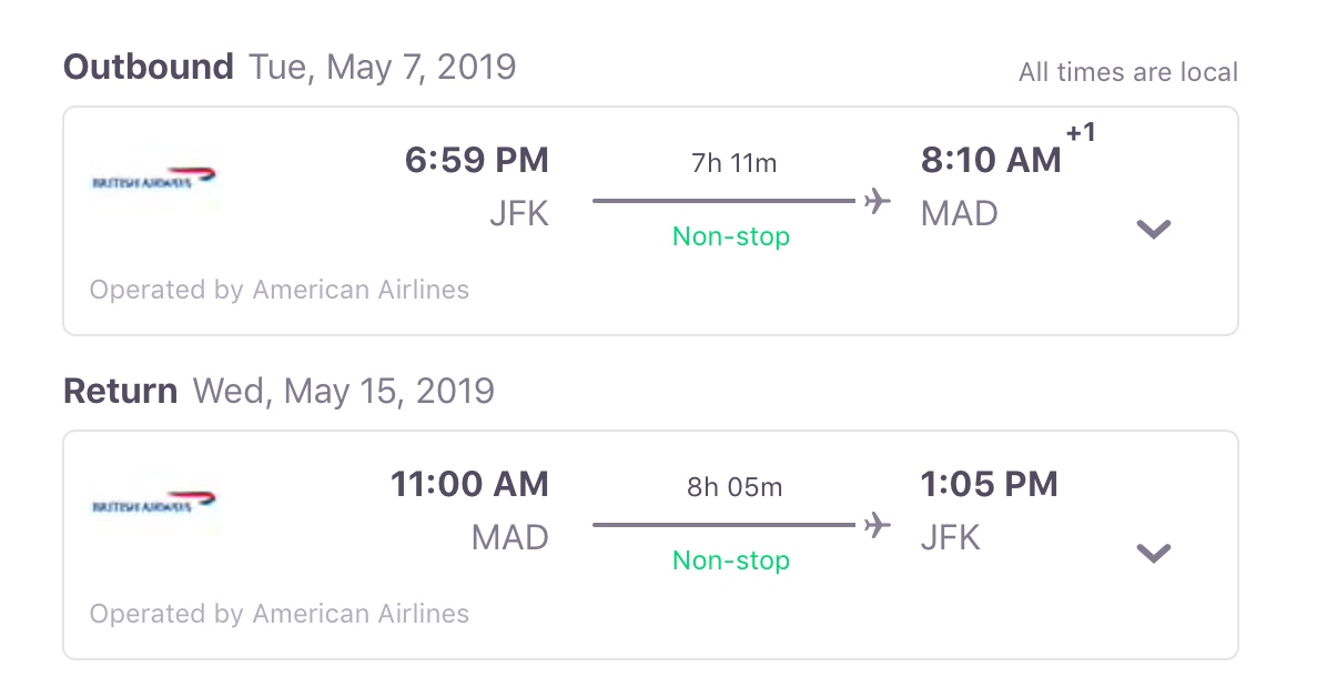 Cheap! New York to Madrid for 264 roundtrip Points with a Crew