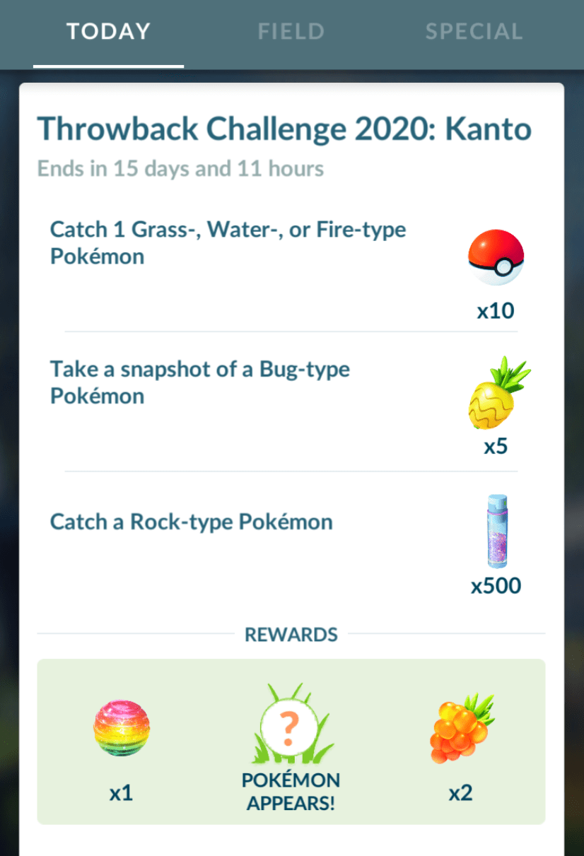 Pokemon GO announces Throwback Challenge events