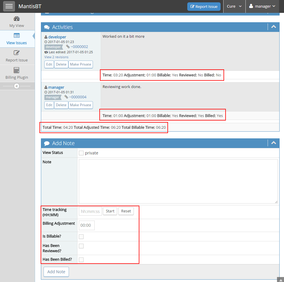 Mantis Time Tracking and Billing Plugin Pokret