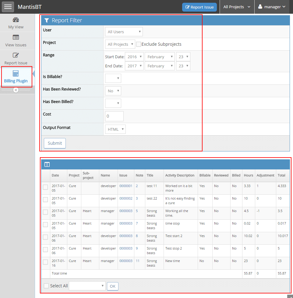 Mantis Time Tracking and Billing Plugin Pokret