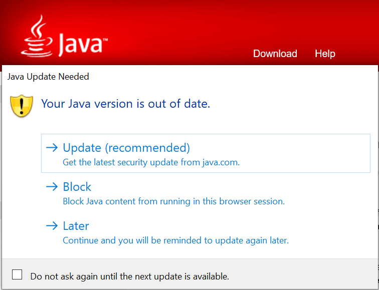 Oracle Java Update Checker