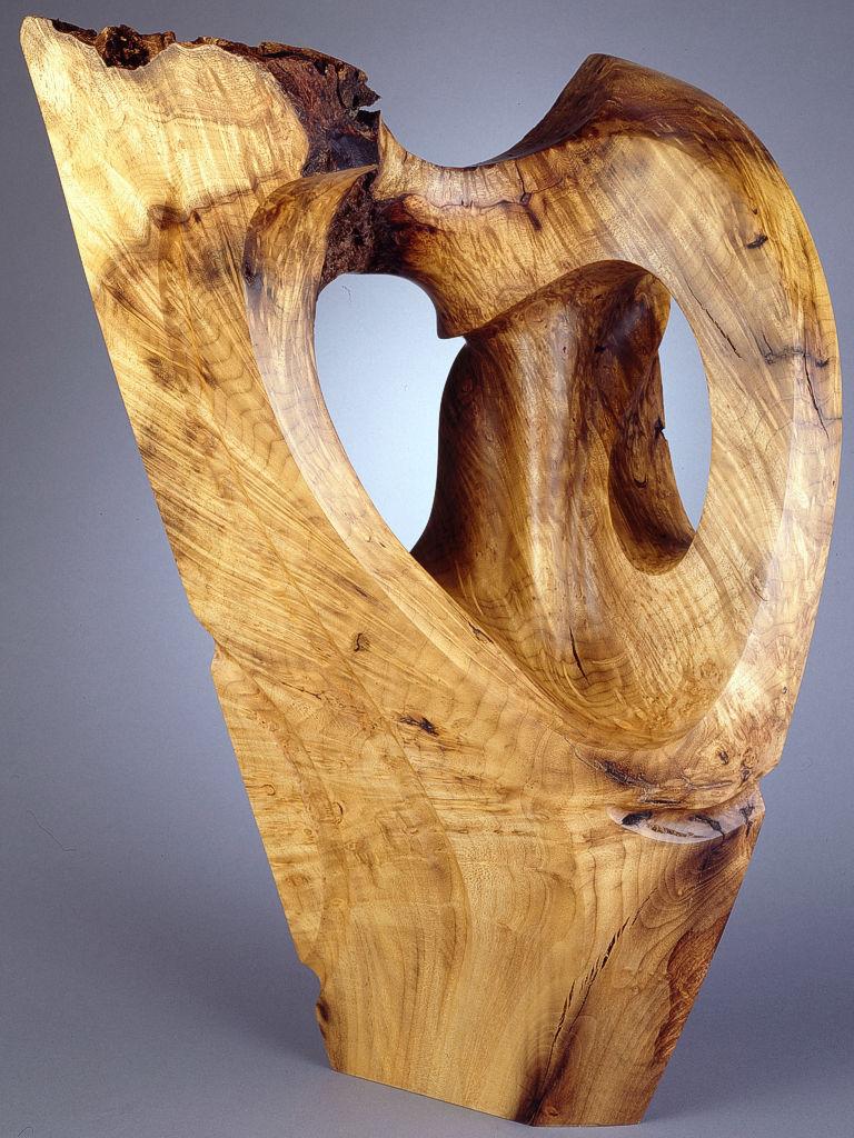 Burl wood sculpture named Moab, richly figured Harry Pollitt