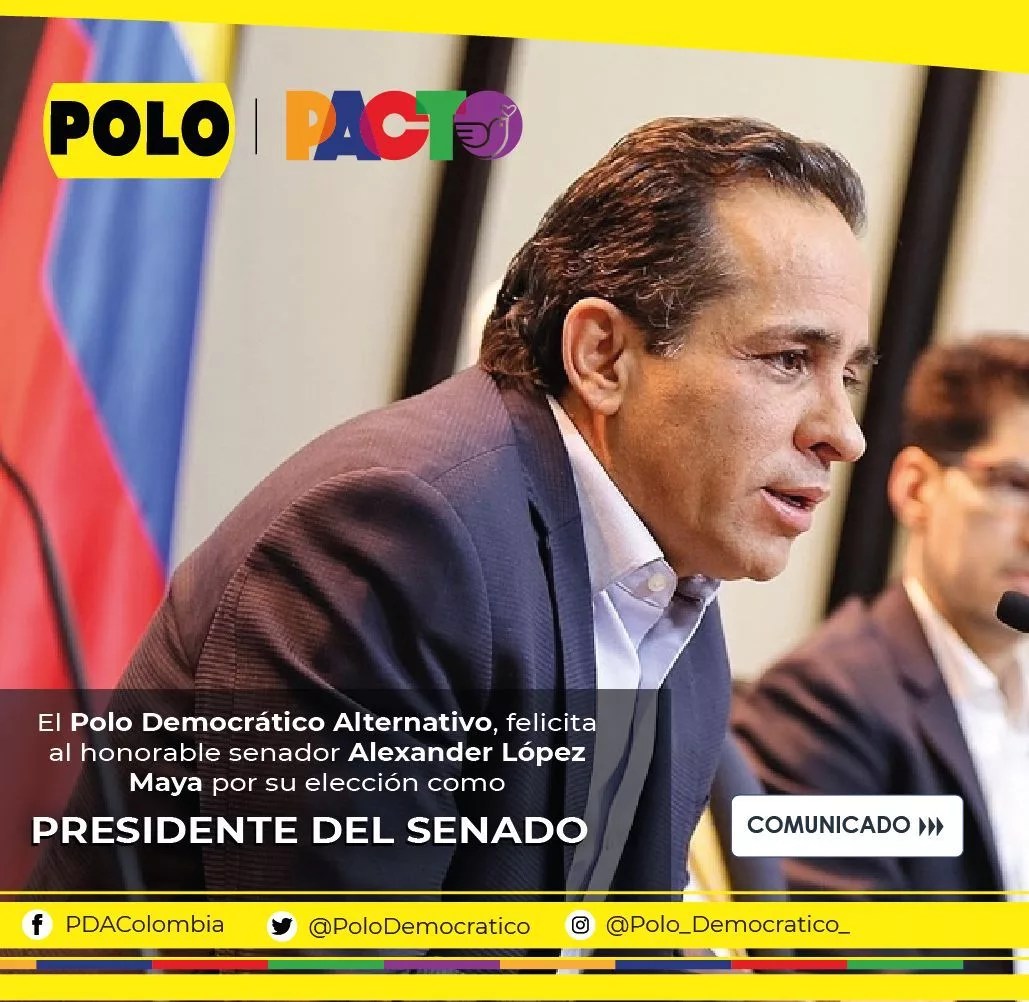Presidente Del Senado 2025 Usa El PDA felicita al Senador Alexander López, por su elección como