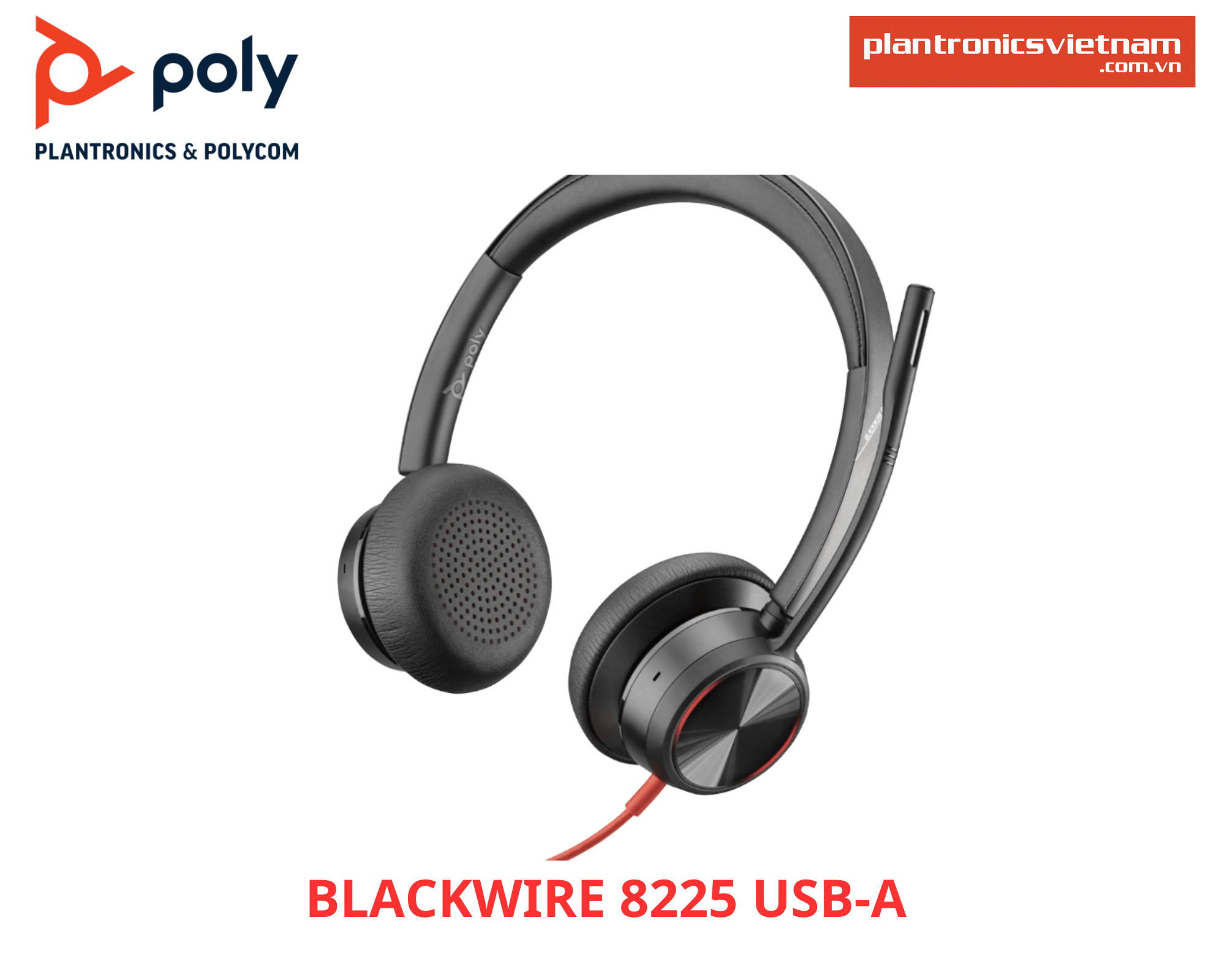 Tai Nghe Plantronics/Poly BlackWire 8225 USB A - Chính Hãng