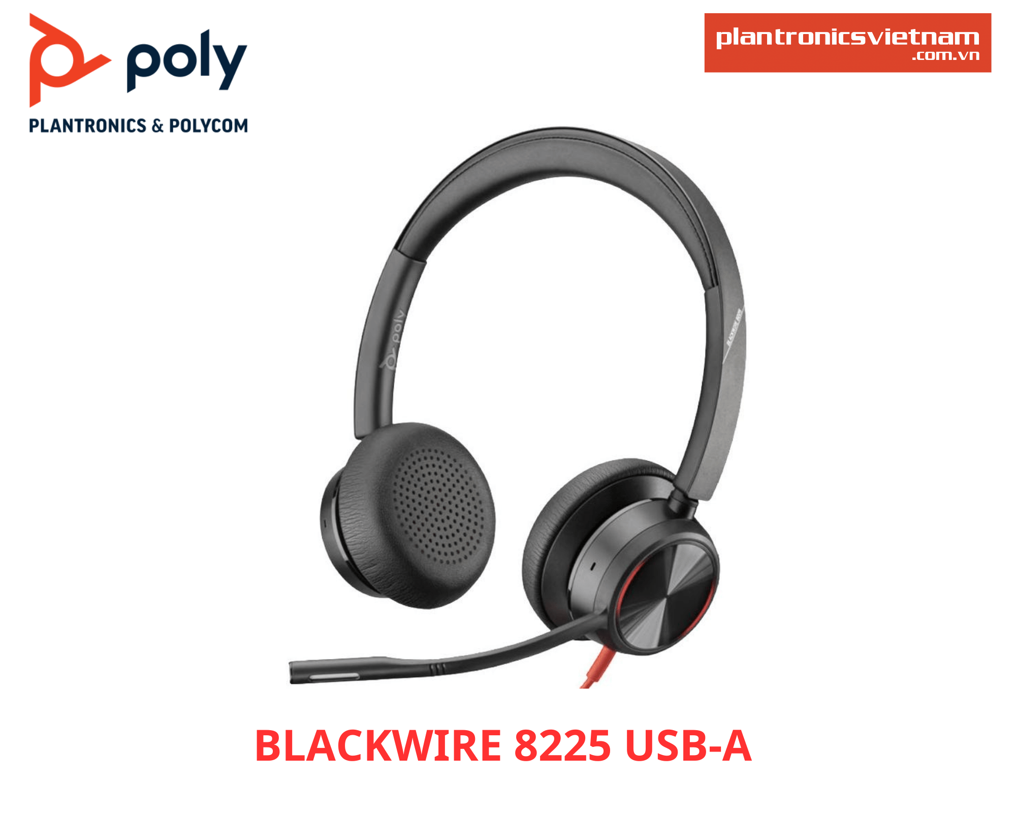 Tai Nghe Plantronics/Poly BlackWire 8225 USB A - Chính Hãng