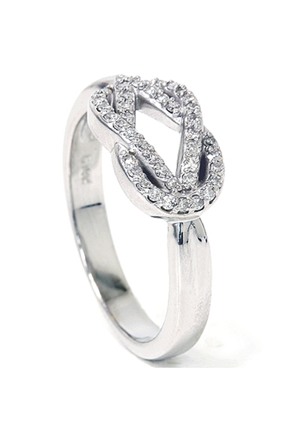 Womens 1/4ct Diamond Knot Everlong SOLID 14K White Gold Anniversary Ring