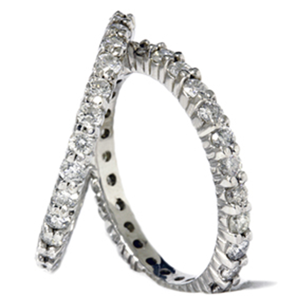2ct Diamond Eternity Stackable Wedding Rings Set 14K White Gold Womens