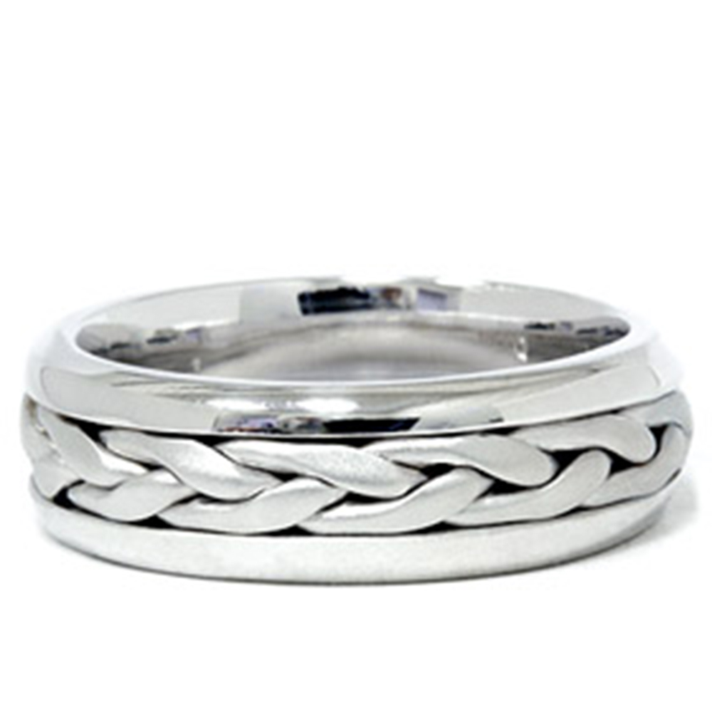 Hand Braided Wedding Band 14K White Gold