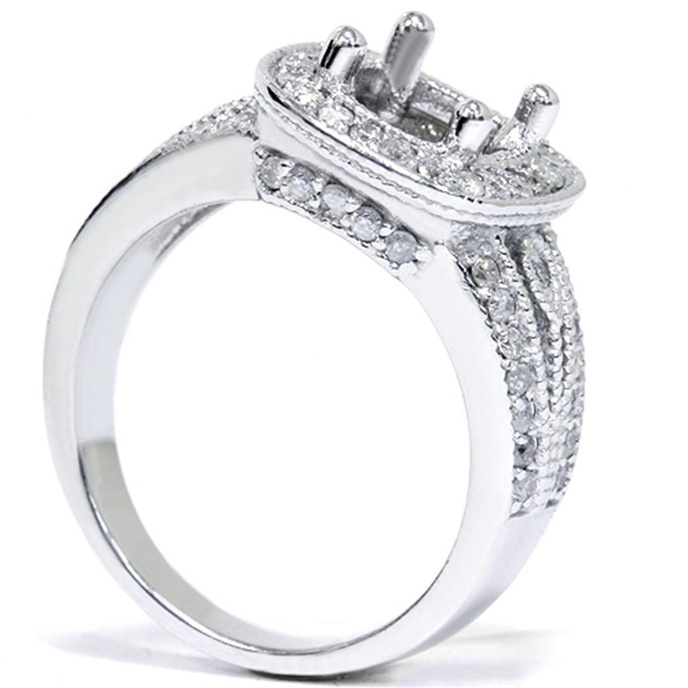 Women's 3/4ct Cushion Halo Diamond Ring Setting 14K White Gold eBay