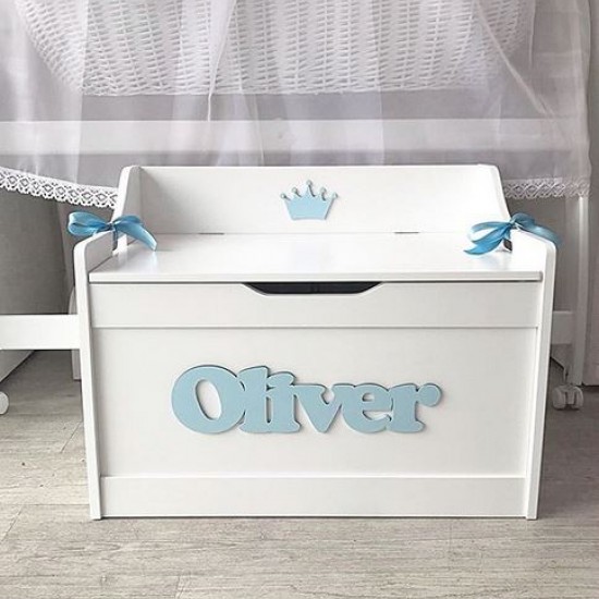 White Personalised Toy Box DELIVERY INCLUDED Nursery Pom Pom Baby