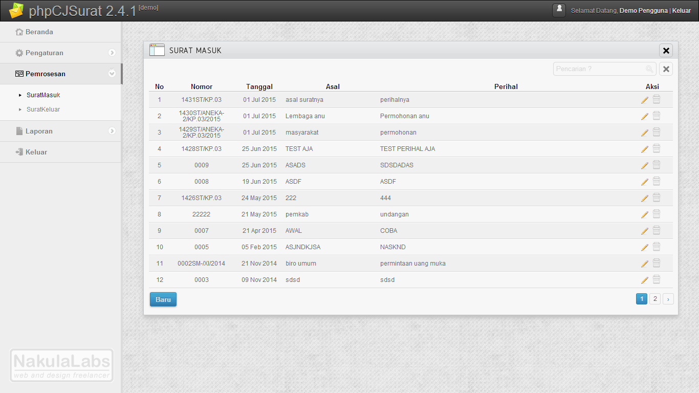 Download Aplikasi Surat Menyurat Dengan CodeIgniter gratis