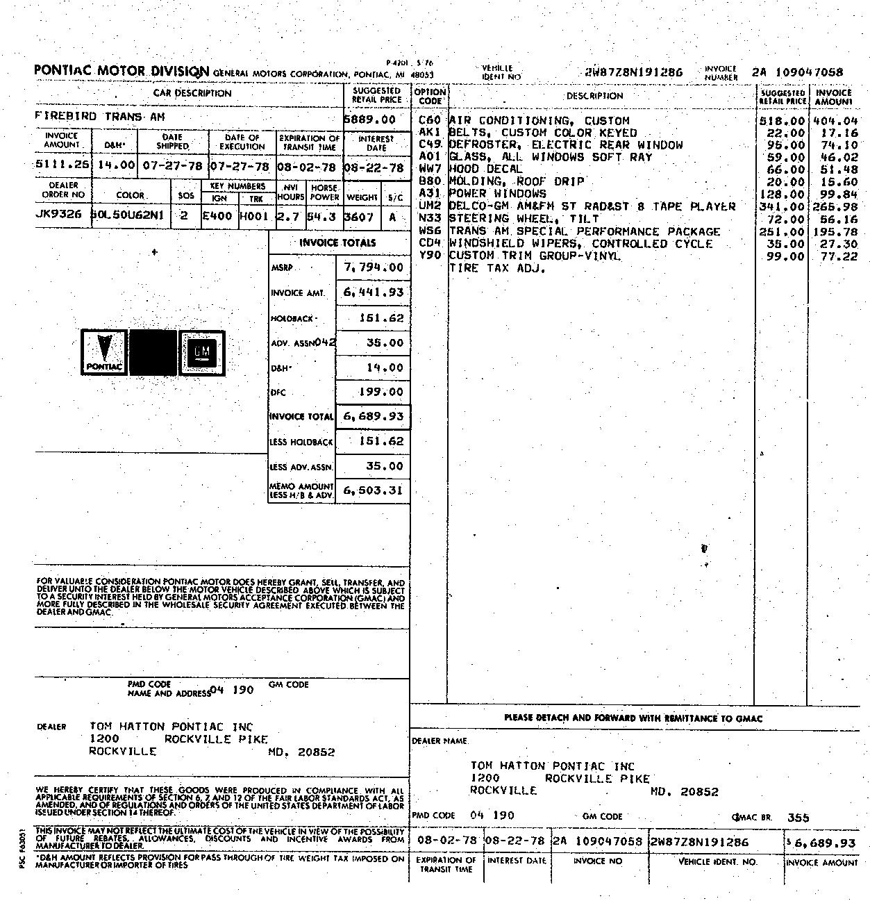 1978 Trans Am L78 (400 C.I.D) Or L80 (403 C.I.D) - How To Tell