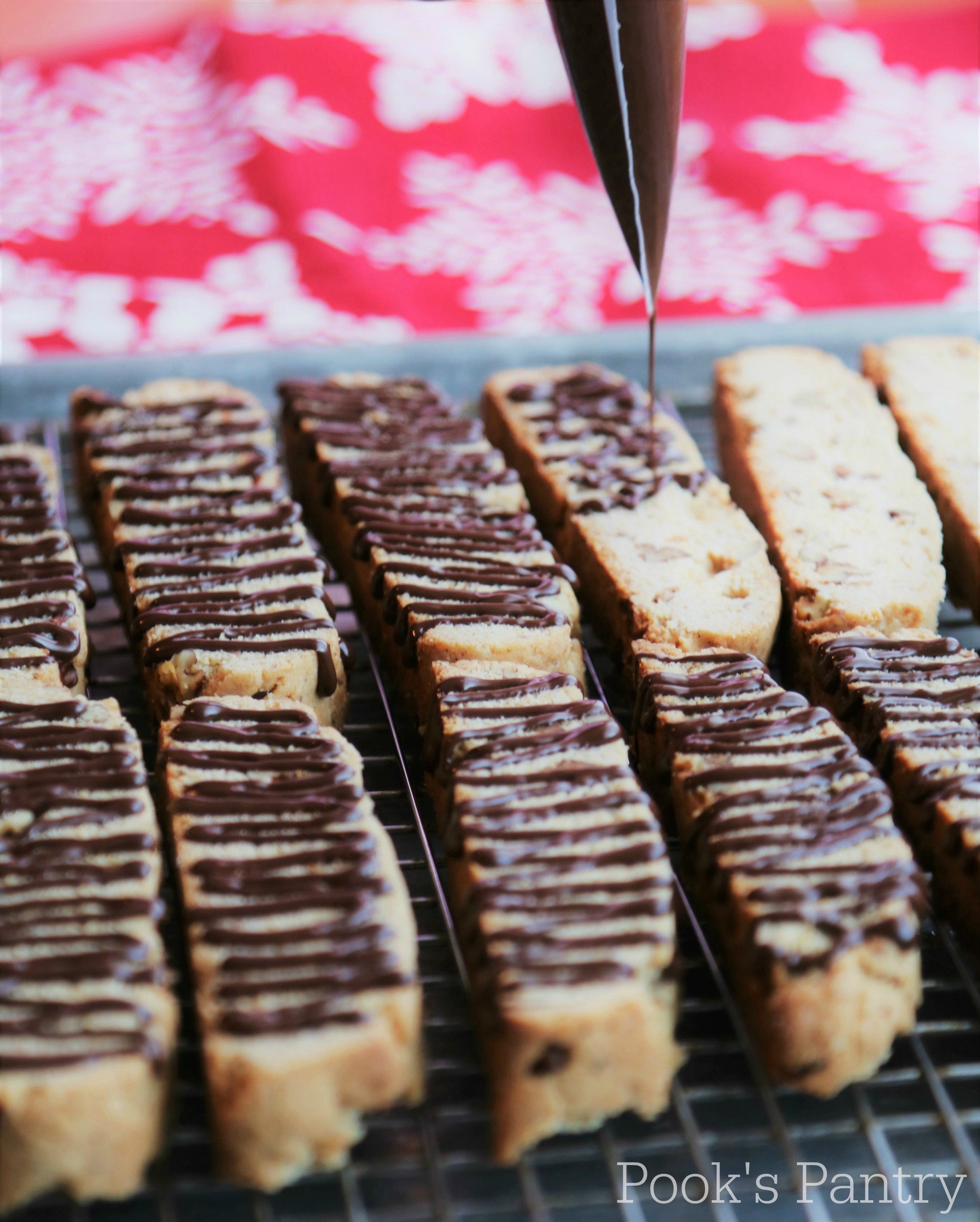 Butter Pecan Biscotti Cookies with Chocolate Pook's Pantry Recipe Blog